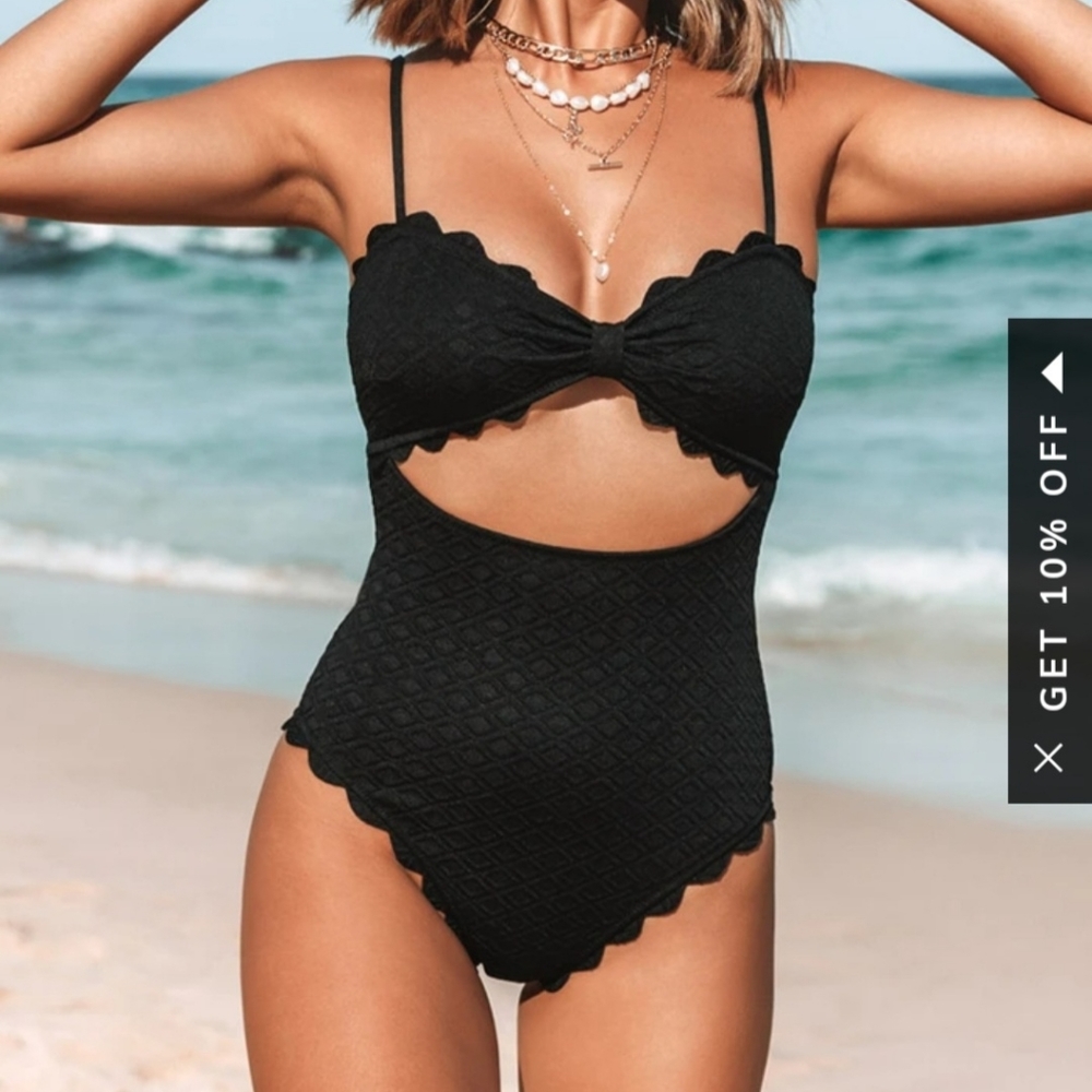 New Cupshe Black One piece swimsuit monokini